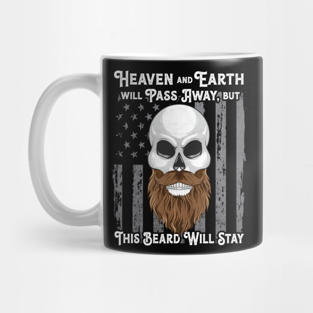 Bearded Man American Flag Skull Patriotic by Pennelli Studio